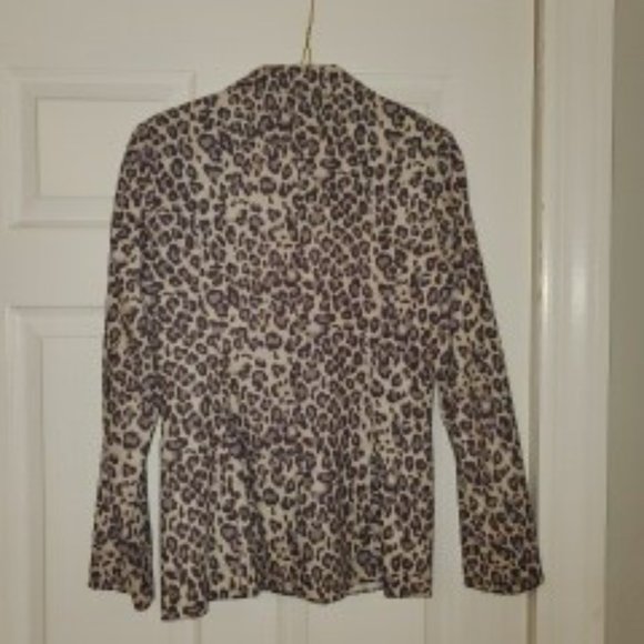 Rachel Zoe Linen Blend Leopard Print Blazer - Picture 2 of 5